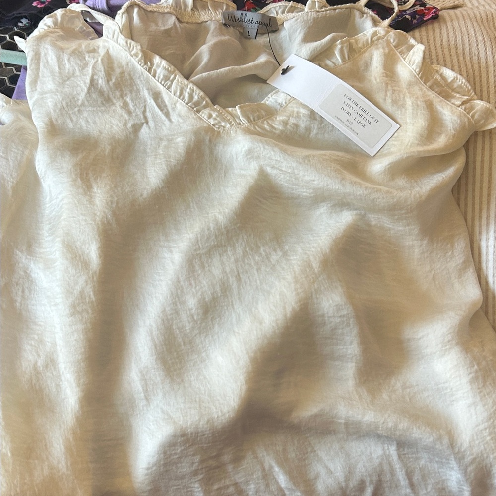 Vici Cream Satin Camisole Tank Top